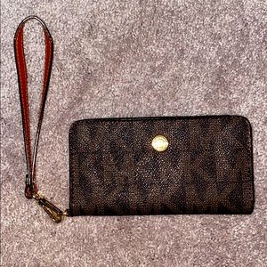Michael Kors Leather Wristlet with Phone Holder